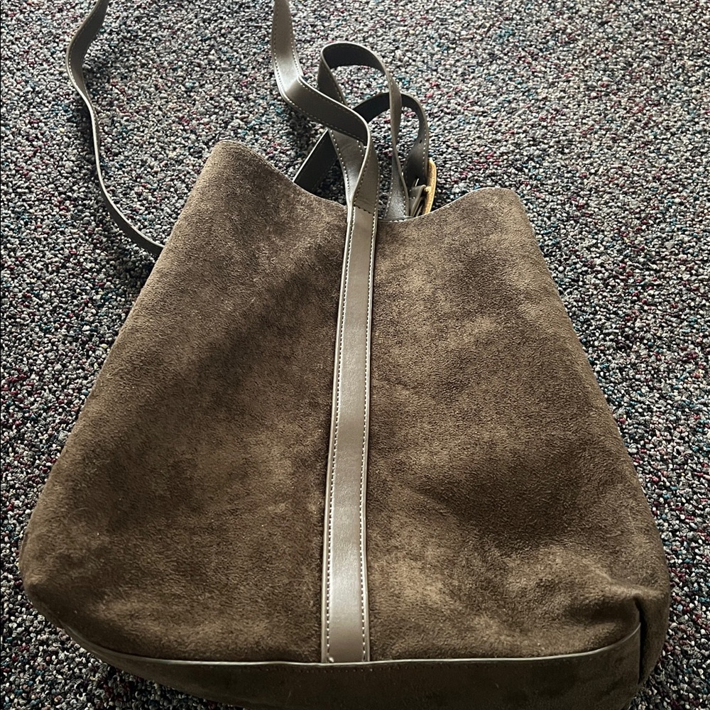 Old Navy Chocolate Brown Faux Suede Tote Bag - Picture 2 of 6